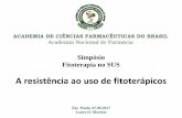Simpósio Fitoterapia no SUS · 2017-07-18 · Mundial de Saúde (OMS). OMS ... Diretrizes da Política Nacional de Plantas Medicinais e ... síntese/processos biotecnológicos sobre