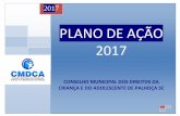 PLANO DE AÇÃO 2017 · 2016-12-19 · definir seu plano de ação, ... POLÍTICA PÚBLICA DE ASSISTÊNCIA SOCIAL/ PROTEÇÃO ESPECIAL ... - serviço de acolhimento; -Situação de