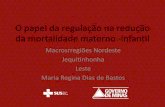 O papel da regulação na redução da mortalidade materno ... · da mortalidade materno -infantil Macrosrregiões Nordeste Jequitinhonha Leste Maria Regina Dias de Bastos . 14,87
