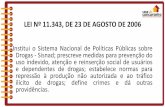 LEI Nº 11.343, DE 23 DE AGOSTO DE 2006 · Regulamenta a Lei no 11.343, de 23 de agosto de 2006, que trata das políticas públicas sobre drogas e da instituição do Sistema Nacional