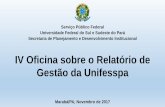 IV Oficina sobre o Relatório de Gestão da Unifesspa · Serviço Público Federal Universidade Federal do Sul e Sudeste do Pará Secretaria de Planejamento e Desenvolvimento Institucional