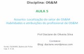 Disciplina: OS&M AULA 5 - daciane.files.wordpress.com · todos os órgãos da sua Empresa. • Os empregados de um determinado órgão enxergam o Analista de OSM como um elemento