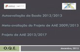 Autoavaliação da Escola 2012/2013 Meta-avaliação do Projeto de … · 2018-08-23 · •AEE 2008 •Projeto AAE 2009/2013 ... Clarificação do tipo de atividade, para que não