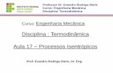 Disciplina : Termodinâmica Aula 17 Processos Isentrópicosjoinville.ifsc.edu.br/~evandro.dario/Termodinâmica/Aulas - slides... · processo real (a primeira lei da termodinâmica),