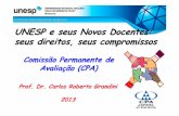 UNESP e seus Novos Docentes: seus direitos, seus compromissos · Reitoria Comissão Permanente de Avalia ção (CPA) Prof. Dr. Carlos Roberto Grandini 2013 UNESP e seus Novos Docentes: