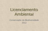 Licenciamento Ambientalecologia.ib.usp.br/bie314/2012b/Aula11_licenciamento... · 2012-06-18 · meio ambiente no Brasil ... potencialmente poluidora ou degradadora do meio ambiente
