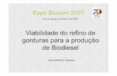 Viabilidade do refino de gorduras para a produção de Biodieselnutriseara.com.br/artigos/data/Palestra_Expobiocon_2007.pdf · 2013-03-14 · e a gordura de frango , ... Com o surgimento