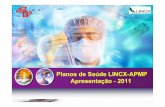 Planos de Saúde LINCX-APMP Apresentação -2011 · Planos Modulares H L R Hospitais Laboratórios ... Hospital e Maternidade Santa Joana ... equivalente a 20% do valor do plano de