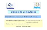 Trabalhos de Conclusão de Curso I - TCC Ipopov/aulas/unisul/TCC/TCC_Aula3.pdf · Temas e Professores Orientadores • Desenvolvimento de Software • Testes e Usabilidade de Software