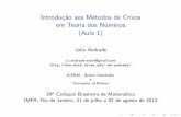 Introdução aos Métodos de Crivos em Teoria dos Números ...jcandrade/teaching/IMPA - Mini-Course/Aula 1 Completa.pdf · Conte´udo 1 Introduc¸˜ao O que ´e a Teoria de Crivos?