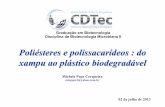 Poliésteres e polissacarídeos : do xampu ao plástico ... · micpepe2@yahoo.com.br ... pode-se destacar o policarbonato e especialmente o ... –Desenvolvimento de processos que