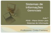 Sistemas de Informações Gerenciaisccaetano/aulas/SIG-Aula7.pdfSistema de Informação e Programas Auxiliares “Pacotes”, Customização, Desenvolvimento Integral 4. Projeto da