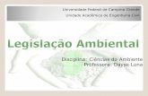 Disciplina: Ciências do Ambiente Professora: Dayse Luna · Legislação Ambiental Brasileira É integrada por normas que: • Criam direitos e deveres do cidadão em relação ao