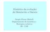 Histórico da evolução: de Demócrito a Darwindreyfus.ib.usp.br/bio103/de_2013/Hist_Evol_2013.pdf · Continuamente se renova o Universo e vivem os mortais de trocas mútuas. Algumas