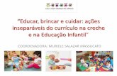 “Educar, brincar e cuidar: ações inseparáveis do currículo ... · Interações nas Diretrizes Curriculares para a Educação Infantil, MEC: Brasília, 2012. • MEC. Brinquedos