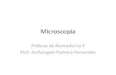 Práticas de Biomedicina ll Prof: Archangelo Padreca Fernandes · Microscópio eletrônico •De varredura: Capazes de produzir imagens em alta resolução, estes microscópios ampliam