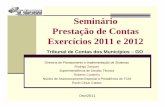 Seminário Prestação de Contas Exercícios 2011 e 2012 · Pontos de Atenção sobre os Exercício 2011 e 2012 ... Consolidação PRESTAÇÃO DE CONTAS 2011. 11 ... (1 2 3) PRESTAÇÃO