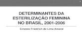 DETERMINANTES DA ESTERILIZAÇÃO FEMININA NO … · –Estudo da esterilização feminina é importante para discussão da fecundidade abaixo do nível de reposição, já que: ...