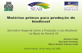 Matérias primas para produção de biodiesel - iapar.br · Matérias primas para produção de biodiesel Seminário Regional sobre a Produção e Uso Biodiesel na Bacia do Paraná