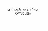 MINERAÇÃO NA COLÔNIA PORTUGUESA · •Sociedade mais flexível, em relação à sociedade da produção do açúcar: número maior de pessoas nas camadas sociais intermediárias.