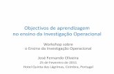 Workshop sobre o Ensino da Investigação Operacionalapdio.pt/documents/10180/12431/slides_JFO_EnsinoIO.pdf · formulação de hipóteses . pesquisa de literatura. inquérito experimental.