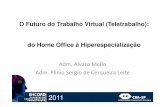 Adm. Alvaro Mello Adm. Plinio Sergio de Cerqueira · PDF fileO Futuro do Trabalho Virtual (Teletrabalho): do Home Office à Hiperespecialização 2011 Adm. Alvaro Mello Adm. Plinio