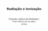 Radiação e Ionizaçãomedia.cetea.com.br/arquivos/Aula_I.pdf · 2016-10-26 · Radiação e Ionização Proteção e higiene das Radiações I Profª: Marina de Carvalho CETEA