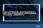 RELATÓRIO SEMESTRAL DE OUVIDORIA INTERNA CANAL … · Auditoria Interna: Responsável pela apuração de denúncias e eventuais exceções previstas no ﬂuxo de abertura de demandas.