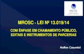 MROSC LEI Nº 13.019/14 · Promoção e a defesa dos direitos humanos Preservação, a conservação e ... capacidade operacional da adm. pública para celebrar a parceria, cumprir