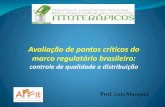 Avaliação de pontos críticos do marco regulatório brasileiro · controle de qualidade e distribuição Prof. Luis Marques. 1. Introdução