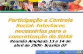 Participação e Controle Social: Interfaces necessárias ... · O significado da participação e do controle social no SUAS •Nos quinze anos de LOAS é importante refletir que: