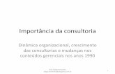 Importância da consultoria - Prof. Diego Fernandes · Importância da consultoria Dinâmica organizacional, crescimento ... •Processo de reengenharia a partir do “core business”