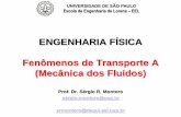 ENGENHARIA FÍSICA Fenômenos de Transporte A (Mecânica dos ...sistemas.eel.usp.br/docentes/arquivos/5022779/LOM3212/AULA 5 - FT... · CINEMÁTICA DOS FLUIDOS Regimes ou movimentos