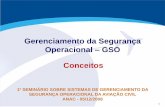 Gerenciamento da Segurança Operacional GSO Conceitos · Garantia da segurança –É a atividade dos operadores / provedores de serviços em relação ao monitoramento e medição