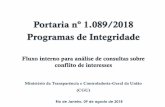Portaria nº 1.089/2018 Programas de Integridade - cgu.gov.br · não seja de amplo conhecimento público. ... aceitar cargo de administrador ou conselheiro ou estabelecer vínculo