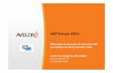 SAP Forum 2011 Apresentação Avelor - avelor.com.bravelor.com.br/imgs/AvelorSAPForum2011-20110330-161515.pdf · SAP$Forum$2011$ O.mização$da$operação$de$ambientes$SAP$ emcenáriosdeprocessamentocríco$