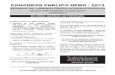 CONCURSO PÚBLICO UFMG / 2013 - estudegratis.com.br · Ao transferir as respostas para a Folha de ... mar.2013. Placa 2 ...