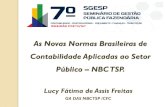As Novas Normas Brasileiras de Contabilidade Aplicadas ao ... · PROVISÕES E CONTINGÊNCIAS ( MCASP . Item 10 , Pag. 216) NBC TSP ESTRUTURA CONCEITUAL •Critérios gerais para mensuração