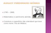 1790 – 1868. Matemático e astrónomo alemão. Construiu a … · Laço de Moebius I (1961) ... (1963) O antigo Banco Totta & Açores escolheu uma tira de Möbius para juntar os
