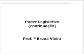 Poder Legislativo (continuação) Prof. ª Bruna Vieira · Deputados e ao Senado Federal; - representar ao Poder competente sobre ... Processo legislativo (art. 59 ao 69 da CF)-Introdução