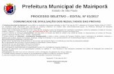 Prefeitura Municipal de Mairiporã · 2017-05-17 · O prazo para a interposição de recursos é de 1 (um) dia útil, contados a partir da ... O recurso deverá ser individual e