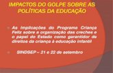 IMPACTOS DO GOLPE SOBRE AS POLÍTICAS DA EDUCAÇÃO … e PDF/FATIMA... · Políticas Públicas de Educação para a Primeira Infância ... Parâmetros de Qualidade para a Educação