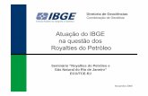 Atuação do IBGE na questão dos Royalties do Petróleo · Principal e Secundária, ... Relação de todos os poços produtores marítimos ... dutos - trechos terrestres com a Malha