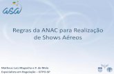 Regras da ANAC para Realização de Shows Aéreos file•Apresentar o novo modelo de fiscalização da ... as acrobacias e demonstrações aéreas ... o elaborar um plano de segurança