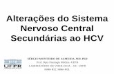 Alterações do Sistema Nervoso Central Secundárias ao HCV · HCV NO SN • Alteração em SN em mais de 50% dos cronicamente infectados • O HCV lesa neurônios responsáveis pela