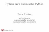 Python para quem sabe Python - turing.com.brturing.com.br/material/ppqsp/2011/ppqsp_t0a4.pdf · Funções como objetos de 1ª classe objetos de 1ª classe ex: números, strings, listas,