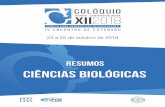 RESUMOS CIÊNCIAS BIOLÓGICAS - editora.unifoa.edu.breditora.unifoa.edu.br/wp-content/uploads/2018/10/XII-Coloquio-Resumos... · Mansa no ano de 2017, em relação aos cinco anos