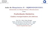 Aula deBioquímicaII –SQM04242015201graduacao.iqsc.usp.br/files/Aula06_BioqII-CFBio_Fosforila... · COMPLEXO III: UBIQUINONA:CITOCROMOC-OXIDOREDUTASE Canaliza os 2 e’ do Ubiquinol(QH