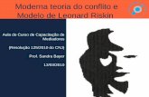 Moderna teoria do conflito e Modelo de Leonard Riskin · Moderna teoria do conflito Desentendimento –percepção de incompatibilidade da co-existência de ideias, propósitos e