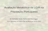 Avaliação Metabólica da LCIR na População Portuguesa · " Parâmetros calculados: Clearance da creatinina, Produto de actividade de Oxalato de Cálcio [AP(OxCa)], Absorção